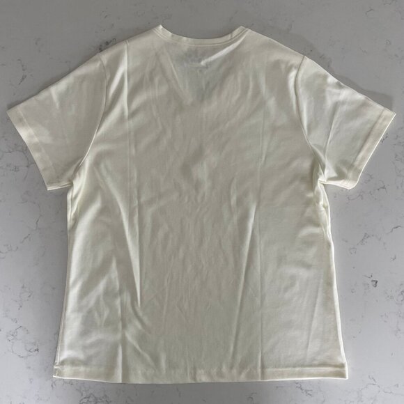 L.L. Bean Casual SS V Neck 100% Cotton Neutral T Shirt Top Cream Sz M NWOT - Picture 5 of 10
